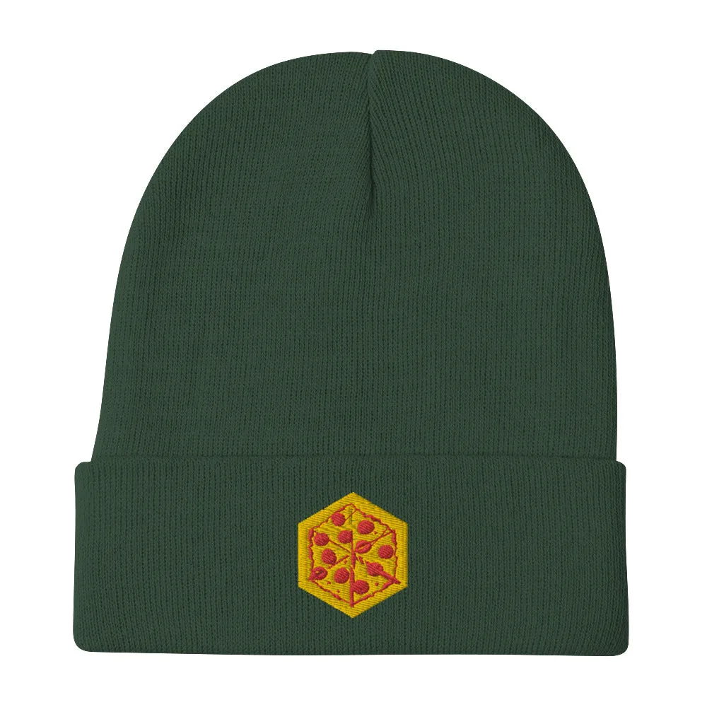 Leder Games Fort Pizza Beanie Mütze Schwarz Stick