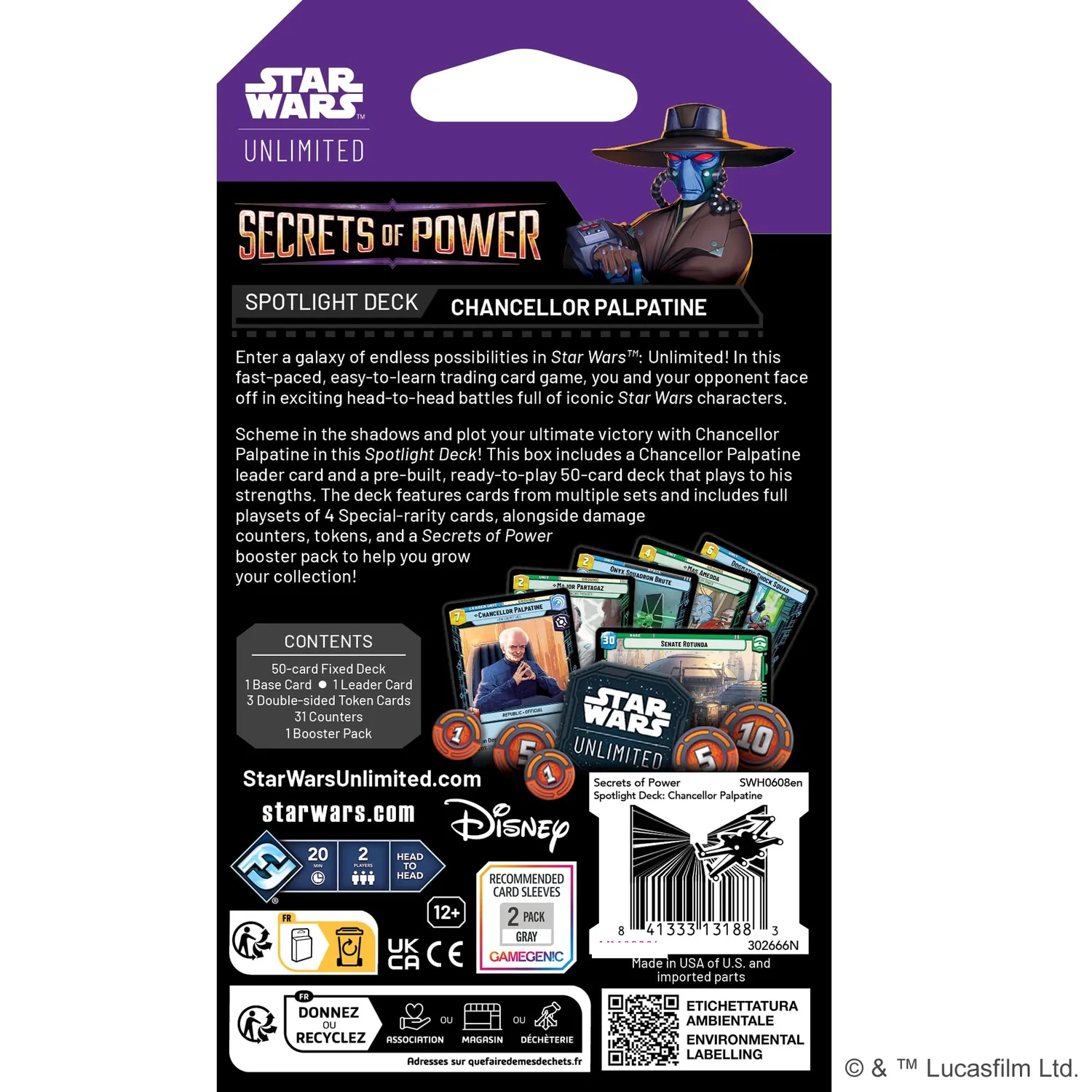 Star Wars Unlimited Secrets of Power Palpatine Spotlight-Deck