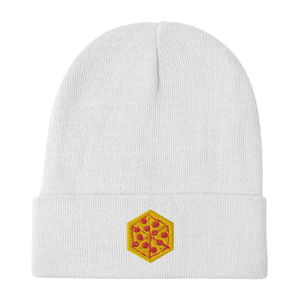 Leder Games Fort Pizza Beanie Mütze Schwarz Stick