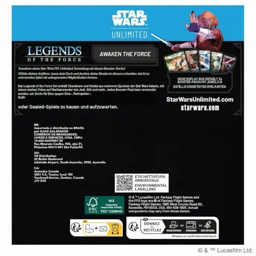Asmodee Star Wars Unlimited Legends of the Force Booster Display