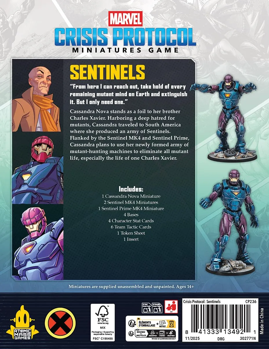 Asmodee Marvel Crisis Protocol Sentinels Affiliation Pack Tabletop