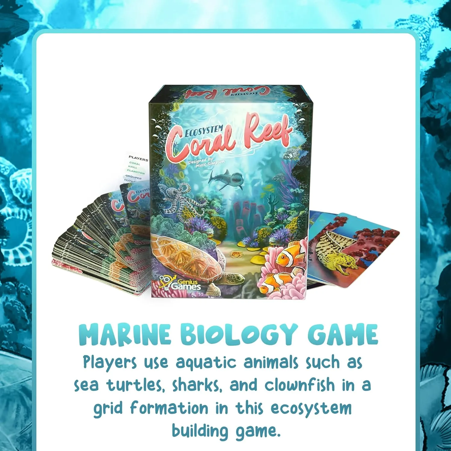 Genius Games Ecosystem Coral Reef Kartenspiel 2-6 Spieler Familie