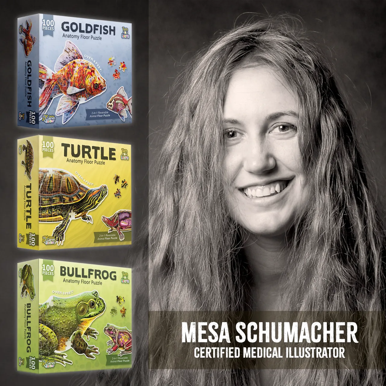 Genius Games Turn N Learn Fantail Goldfish Bodenpuzzle 100 Teile doppelseitig