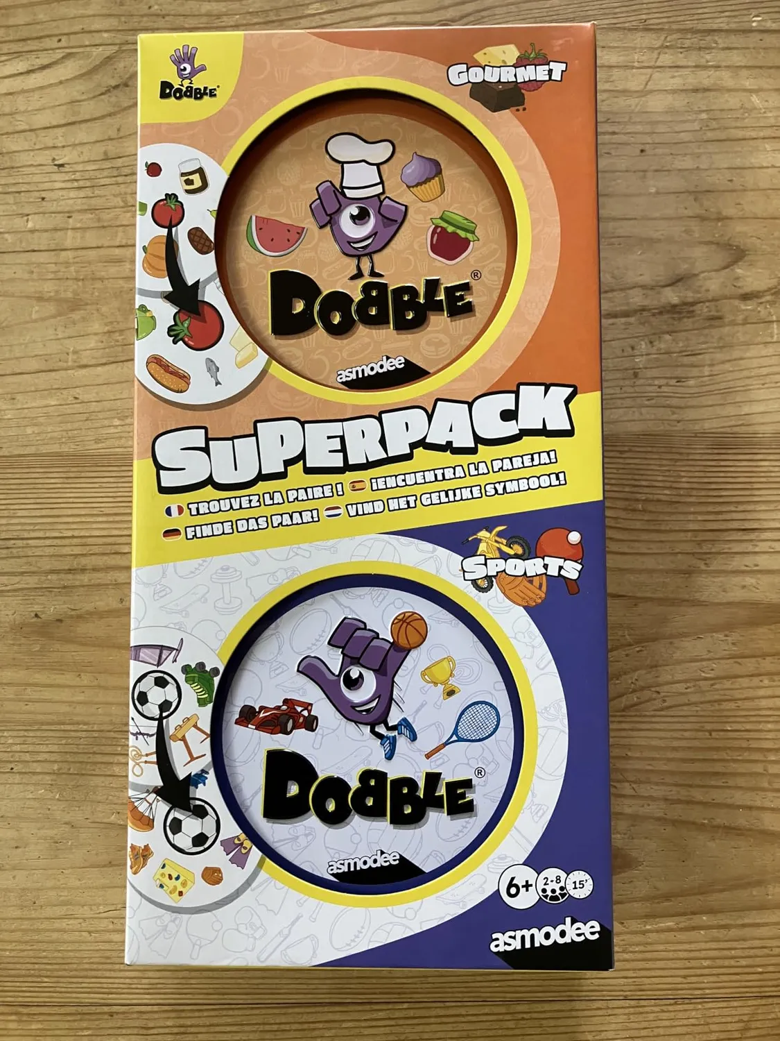 Dobble Superpack Sports Gourmet Kartenspiel 2er-Set
