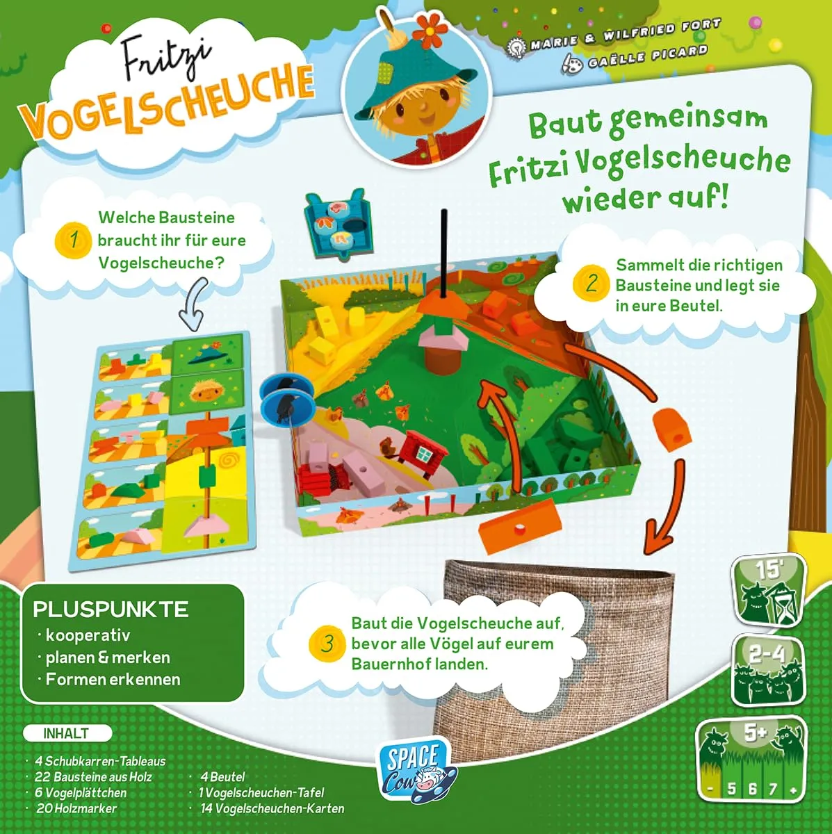 Space Cow Fritzi Vogelscheuche kooperatives Kinderspiel Deutsch