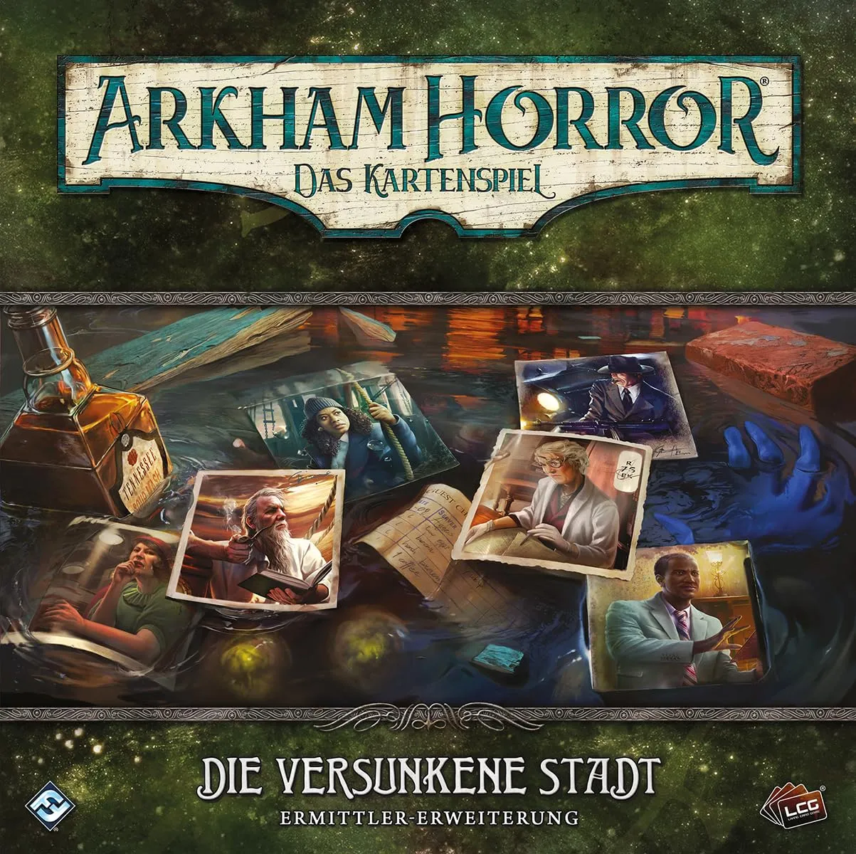 Arkham Horror Kartenspiel Versunkene Stadt Ermittler-Erweiterung