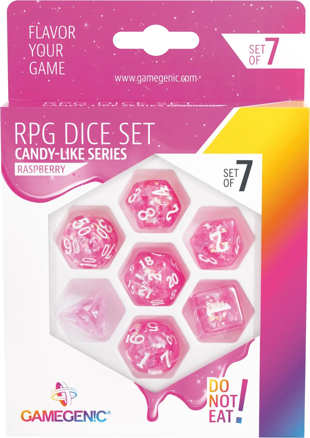 Gamegenic Candy-Like Raspberry RPG Würfelset 7-teilig Glitzer
