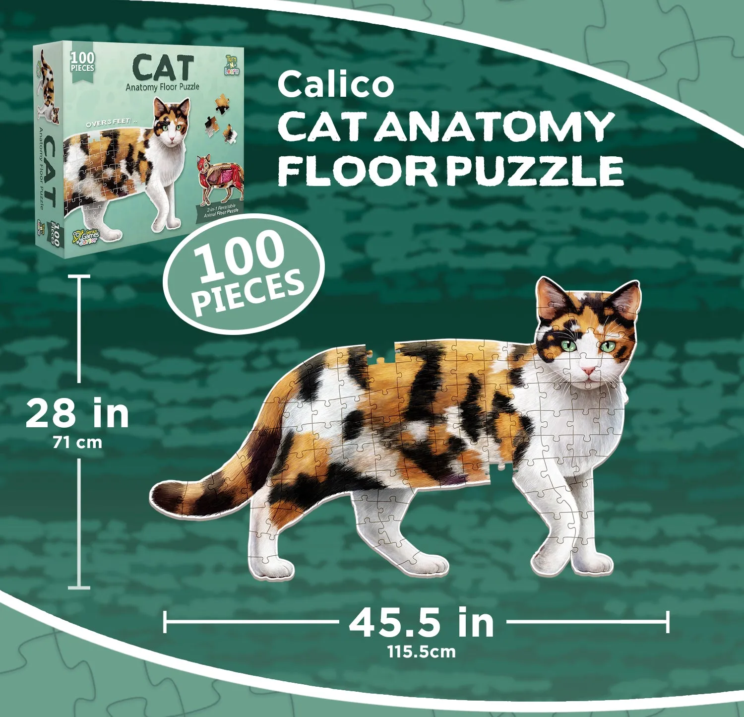 Genius Games Turn N Learn Katze Hund Bodenpuzzle 2x100 Teile