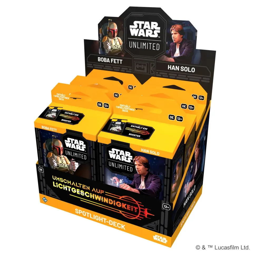 Star Wars Unlimited Spotlight Display Deutsch 6 Decks Boba Han