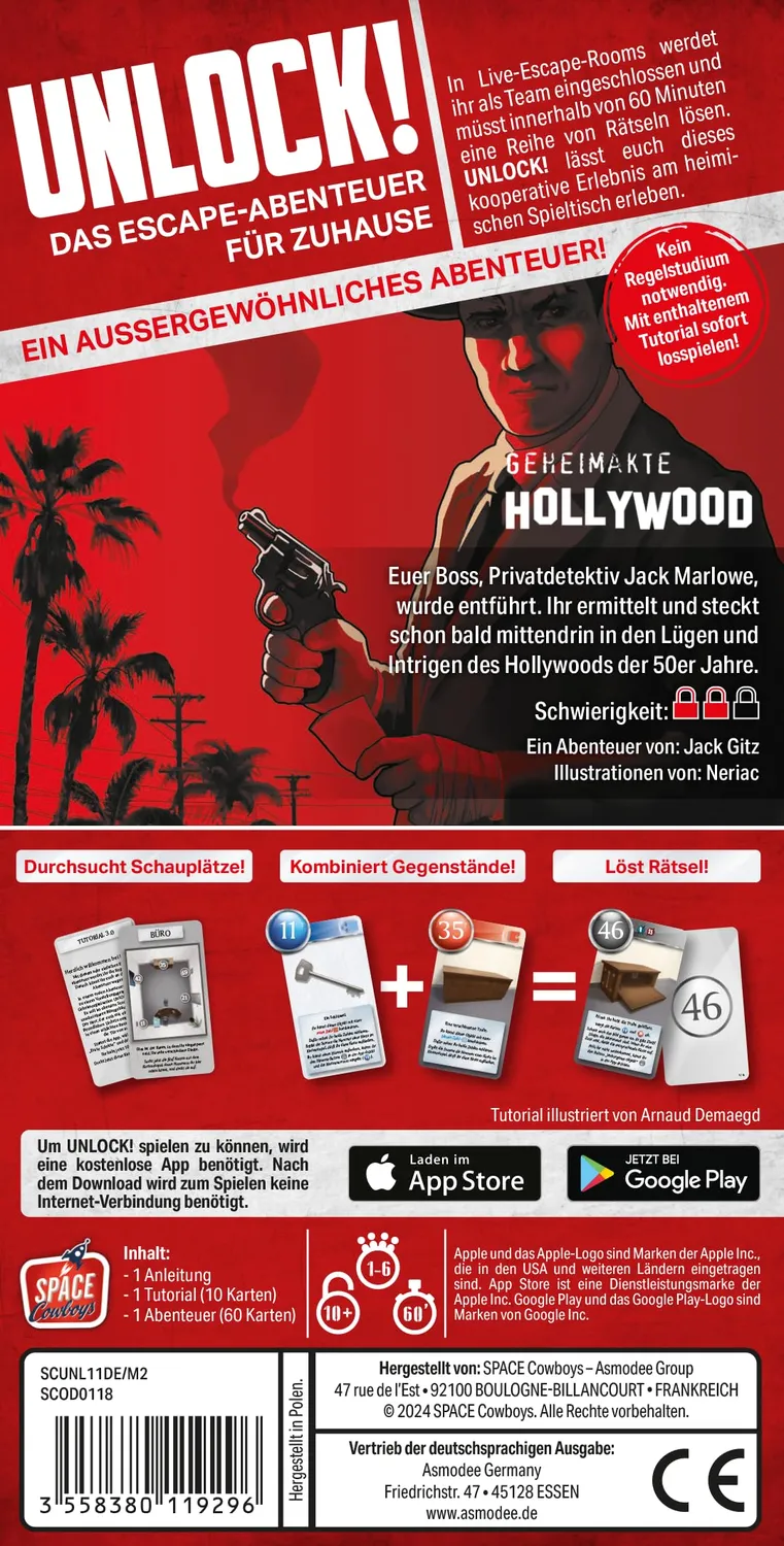 Unlock Geheimakte Hollywood Escape-Rätselspiel Deutsch 1-6 Spieler