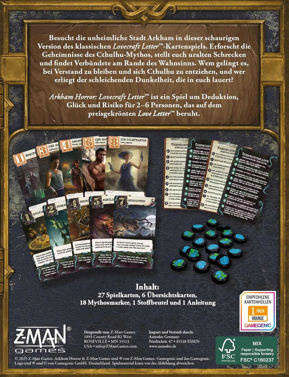 Asmodee Arkham Horror Lovecraft Letter Kartenspiel Deduktion