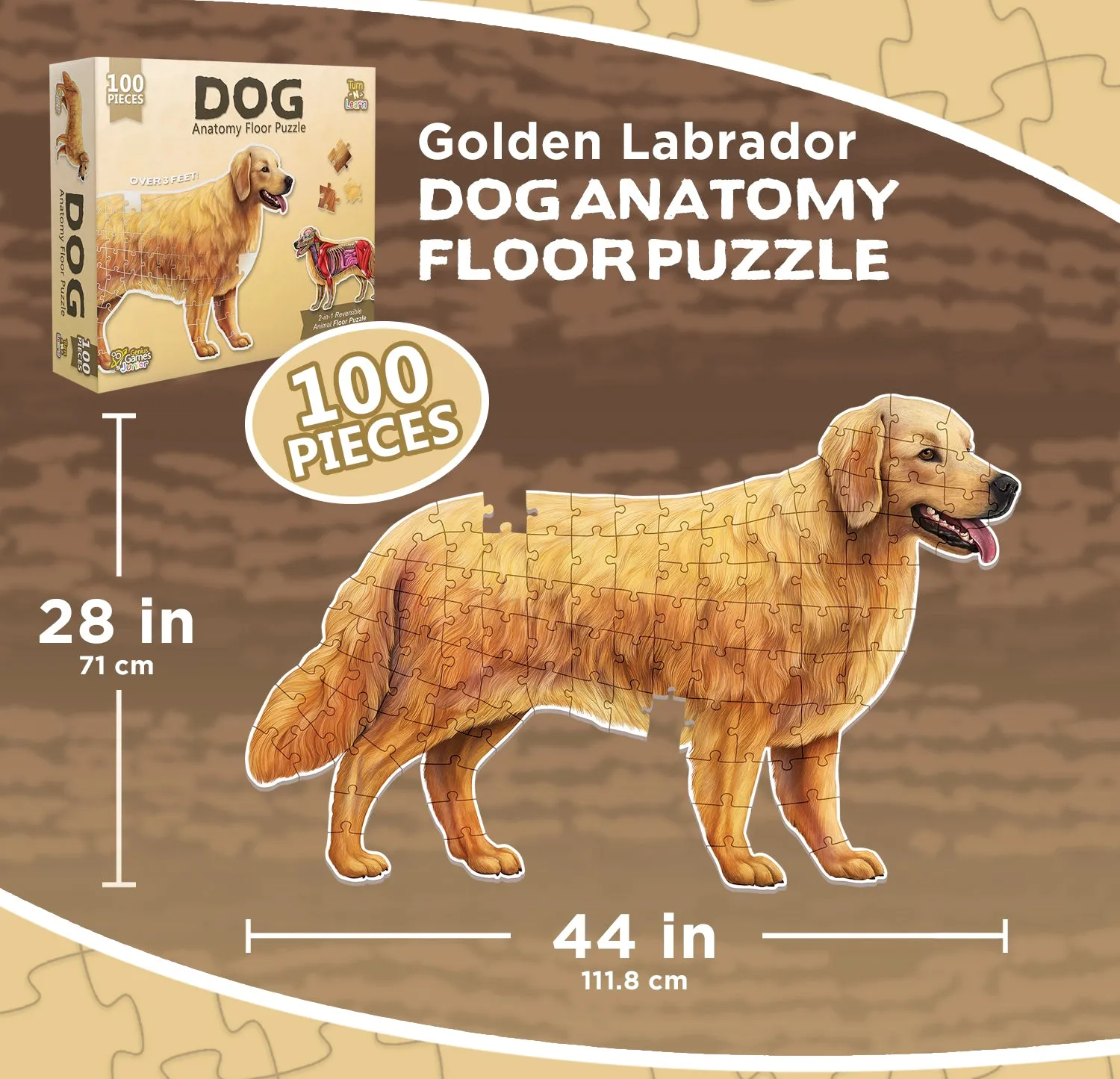 Genius Games Turn N Learn Katze Hund Bodenpuzzle 2x100 Teile