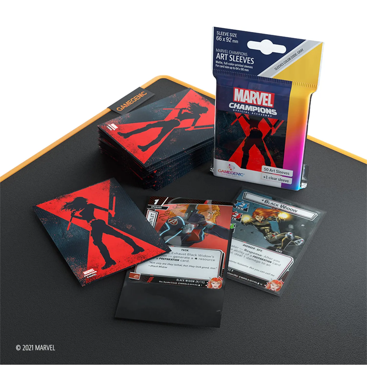 Gamegenic Marvel Champions Black Widow Sleeves 66x92 Grau