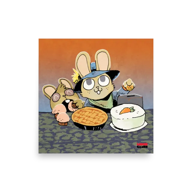 Leder Games Root Bake Sale Kunstdruck 12x12 Hasen
