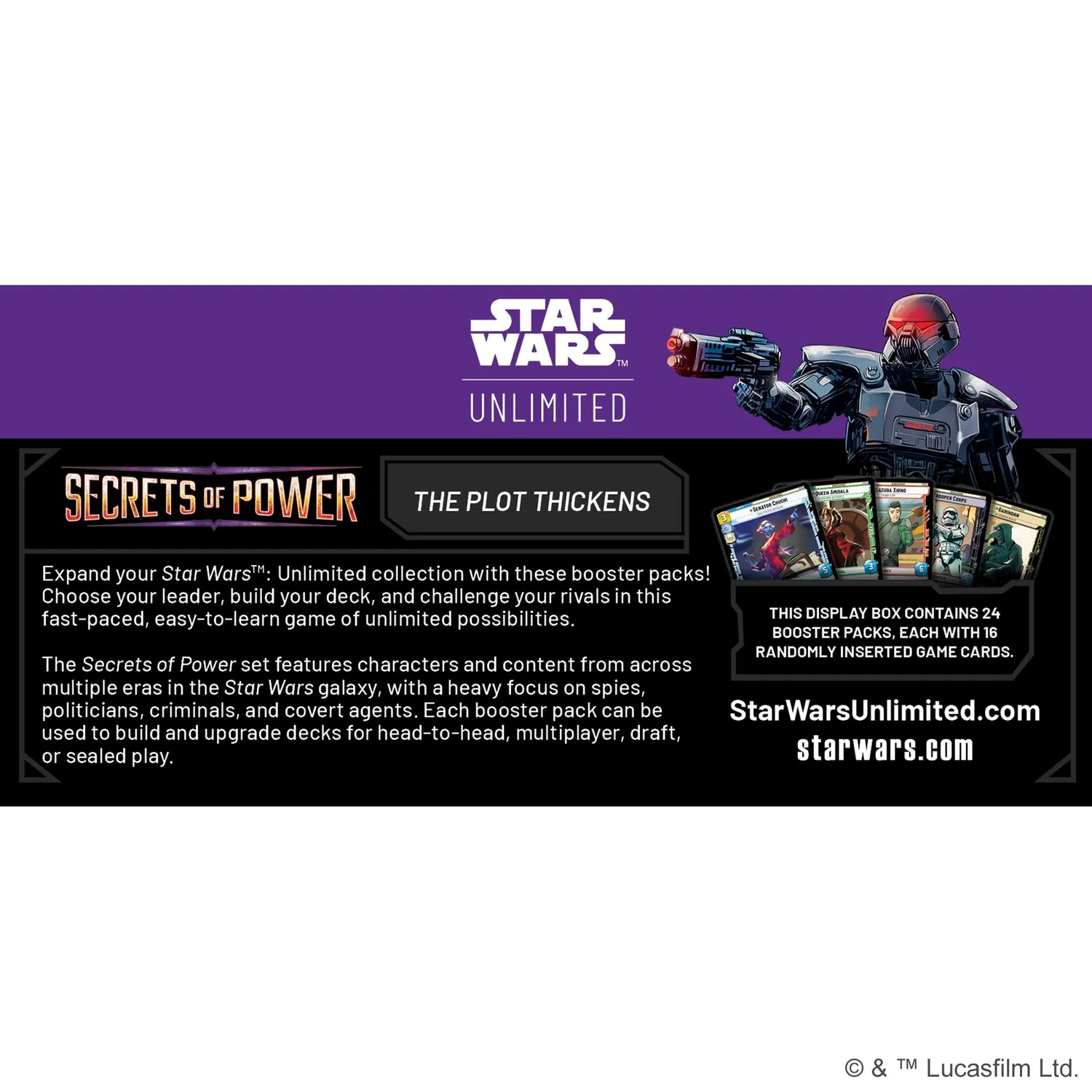 Asmodee Star Wars Unlimited Secrets of Power Booster Display 24er