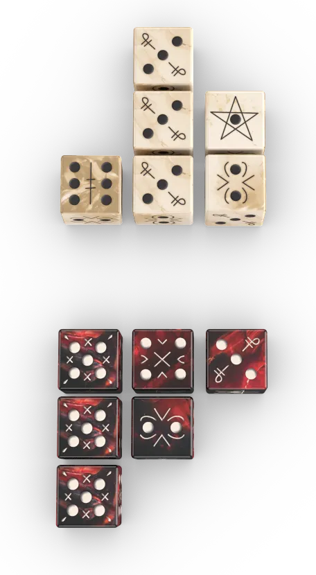 Cult of the Lamb Knucklebones Würfelspiel 2 Spieler Reise-Edition