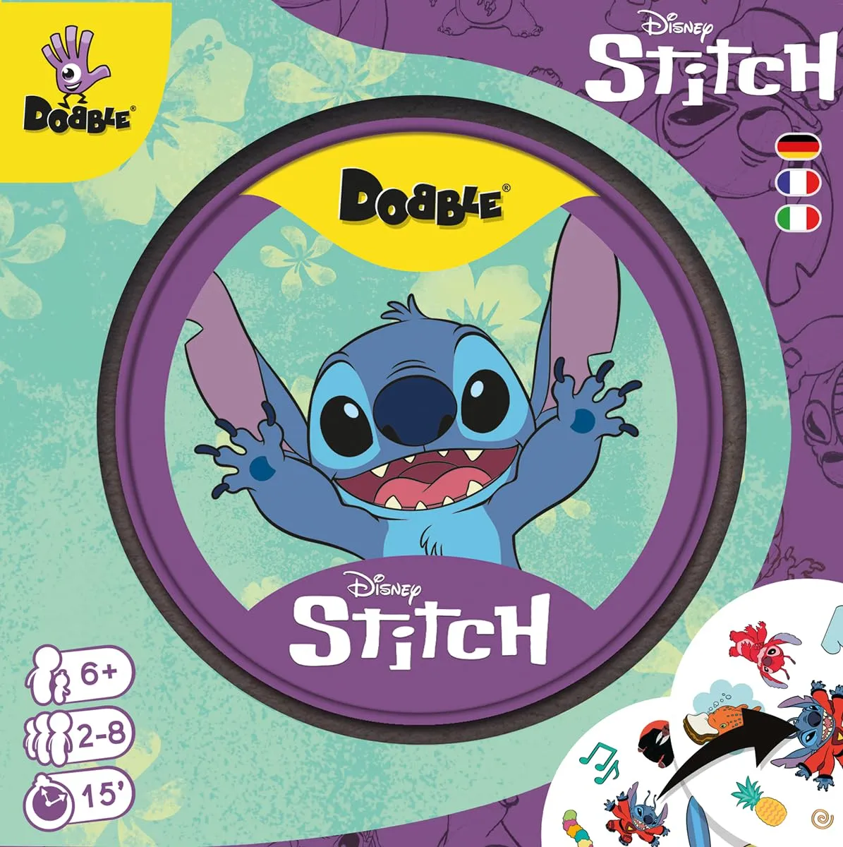 Dobble Disney Stitch Kartenspiel Metalldose Reaktion