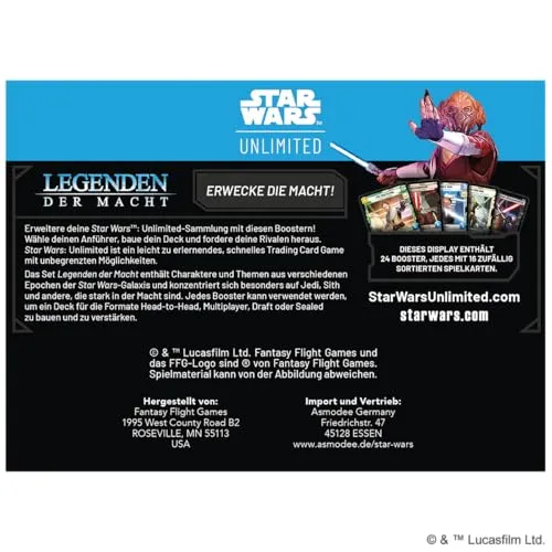 Asmodee Star Wars Unlimited Legenden der Macht Booster Kartenspiel 24 Display