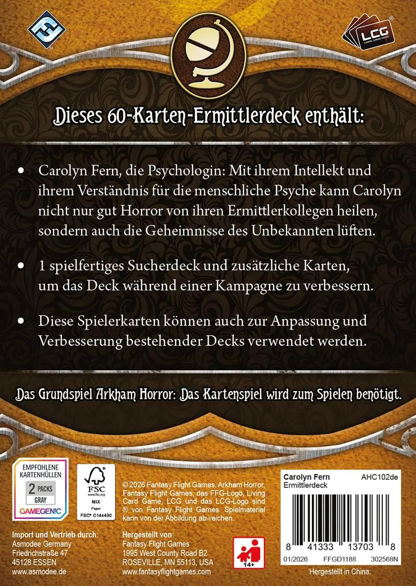 Asmodee Arkham Horror Kartenspiel Carolyn Fern Ermittlerdeck Deutsch