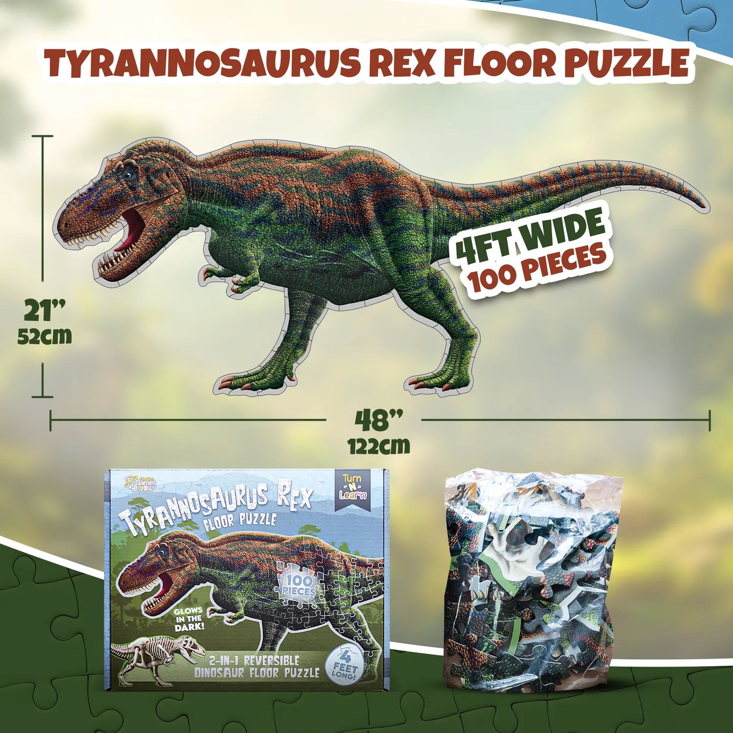 Genius Games Turn N Learn Tyrannosaurus Rex Bodenpuzzle Glow