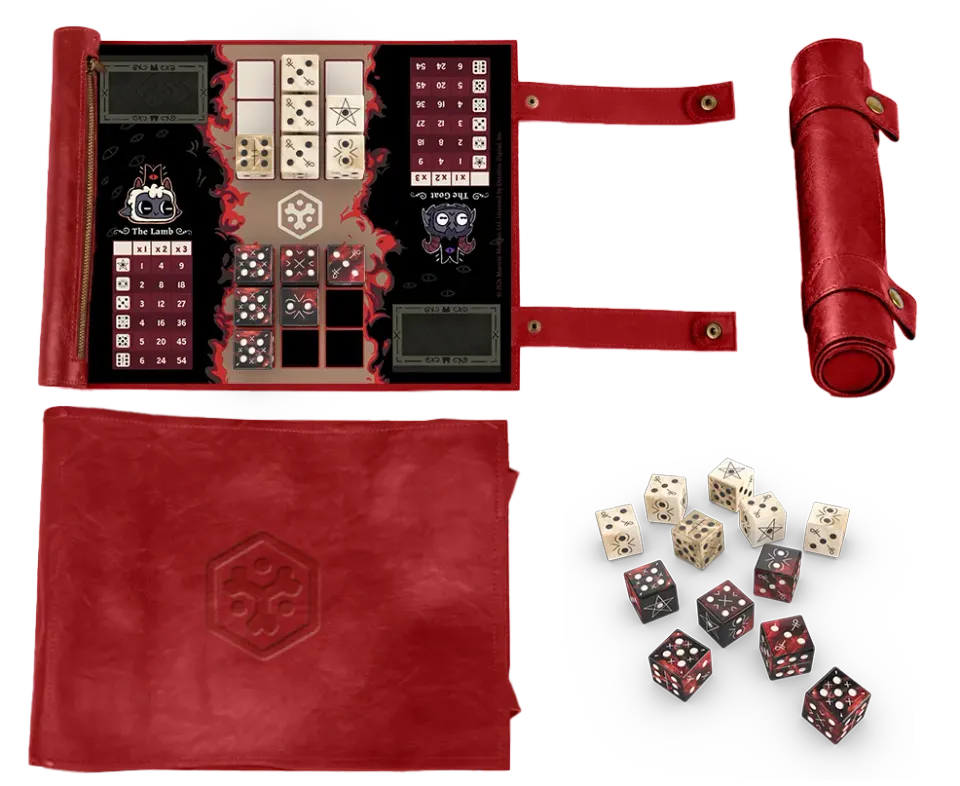 Cult of the Lamb Knucklebones Würfelspiel 2 Spieler Reise-Edition