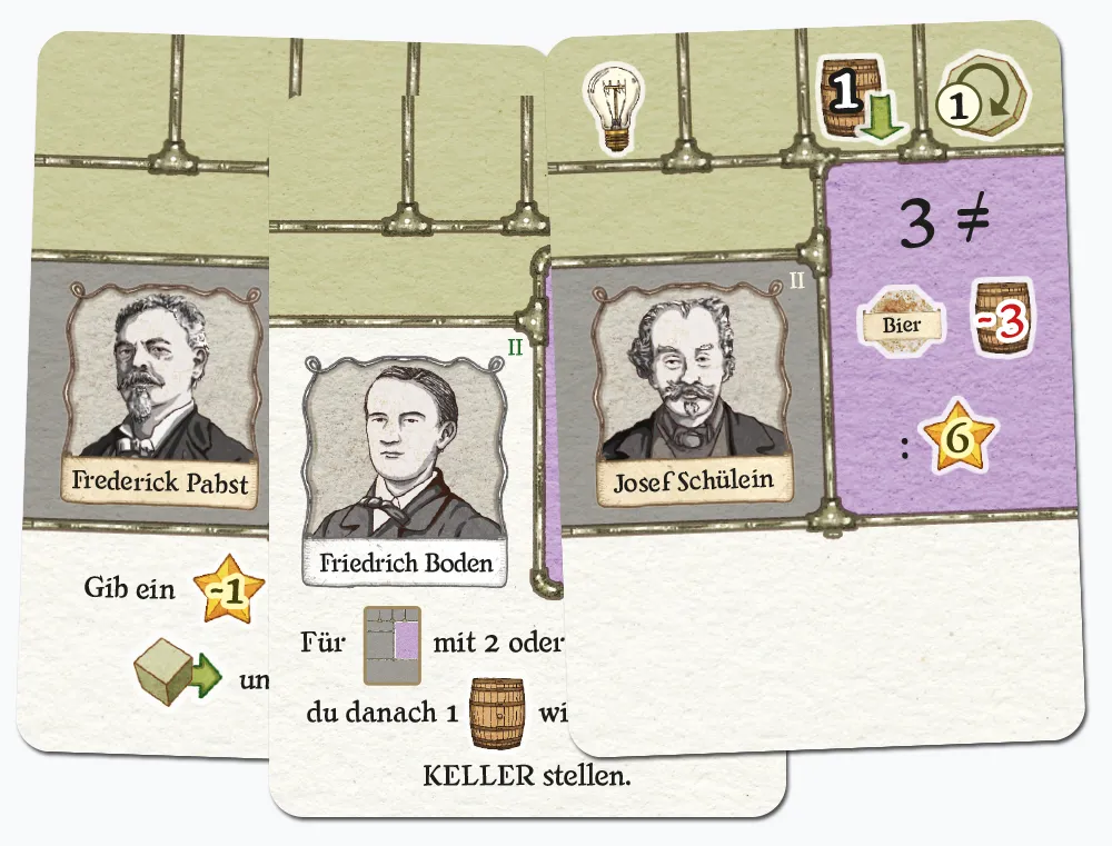 Spielefaible Bier Pioniere Kartenset II Frederick Pabst 6 Karten