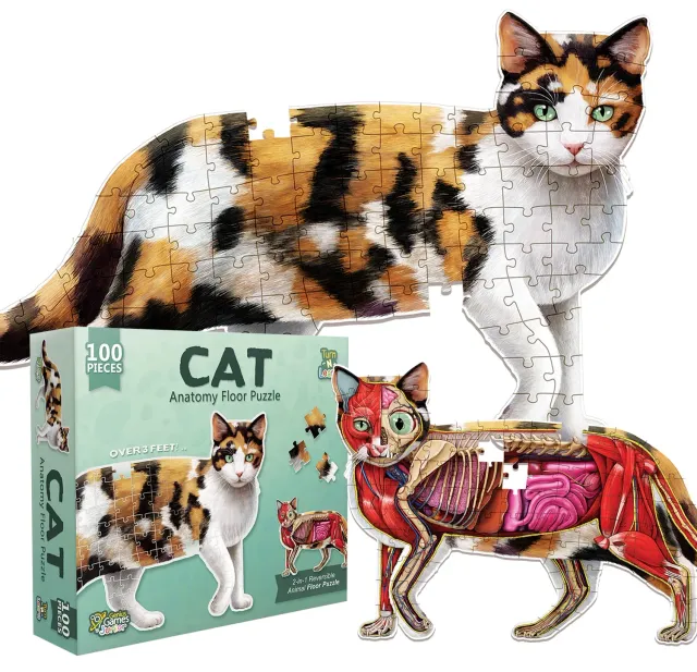 Genius Games Katze Bodenpuzzle 100 Teile doppelseitig