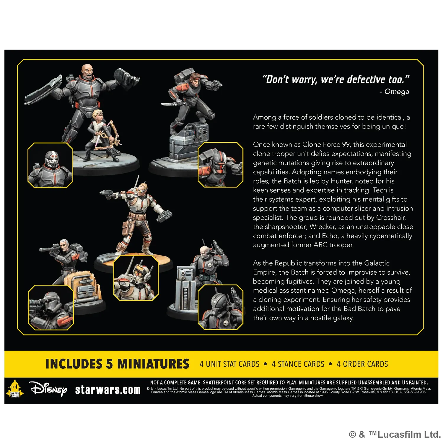 Star Wars Shatterpoint Clone Force 99 Squad Pack Erweiterung 5 Miniaturen