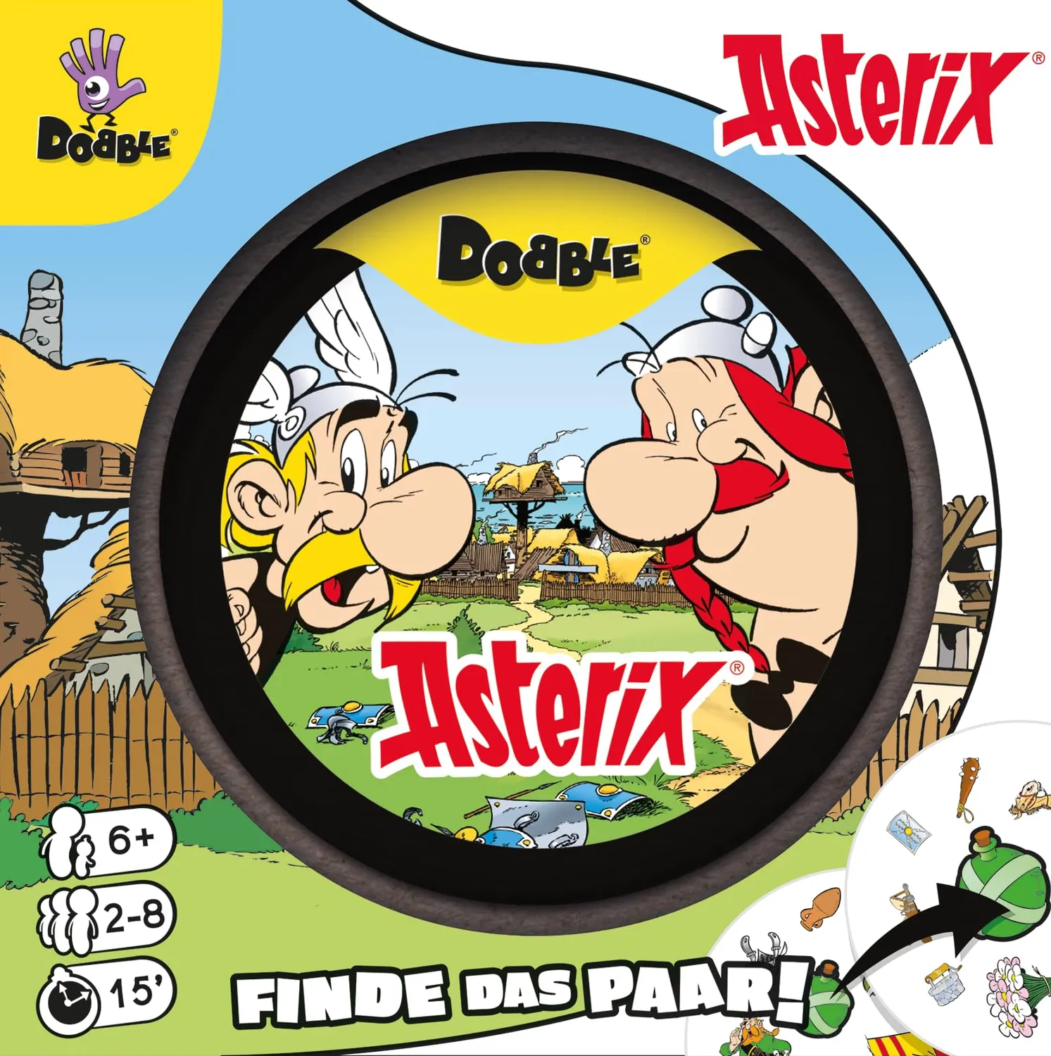 Dobble Asterix Familienspiel Kartenspiel Metalldose