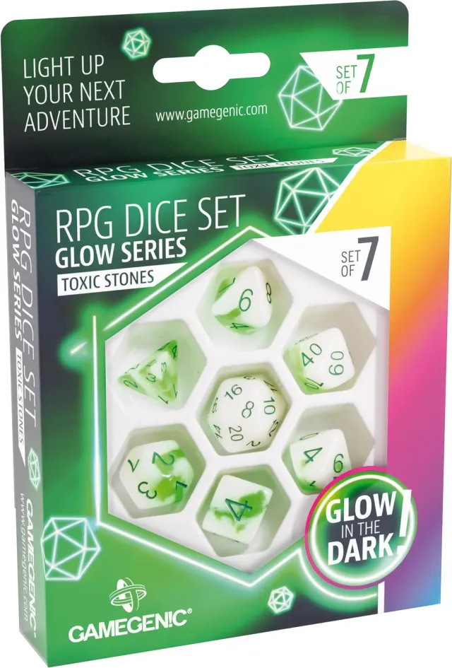 Gamegenic Glow Series Toxic Stones Würfelset 7-teilig leuchtend