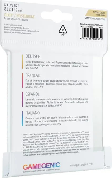 Gamegenic Matte Dixit Sleeves 81x122mm 90 Stück transparent