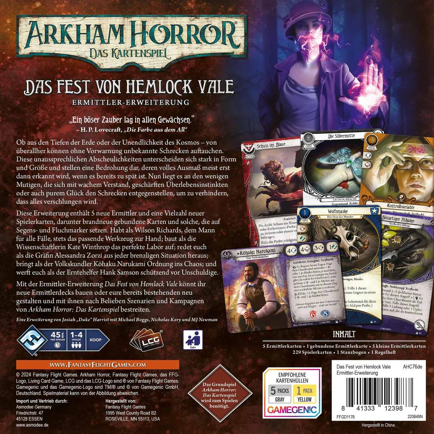 Fantasy Flight Arkham Horror LCG Hemlock Vale Ermittler
