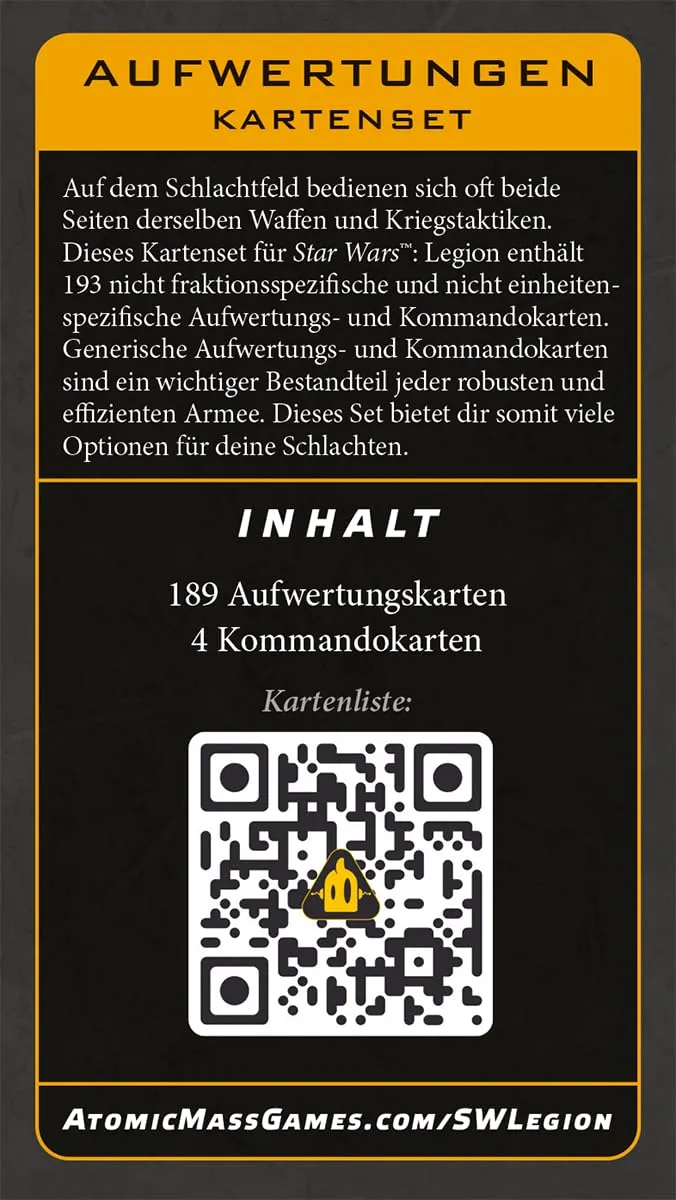 Star Wars Legion Aufwertungen Kartenset 193 Karten deutsch