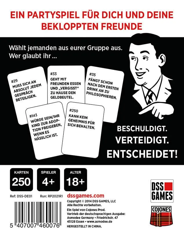 Cojones Drunk, Stoned or Stupid Partyspiel Deutsch ab 18