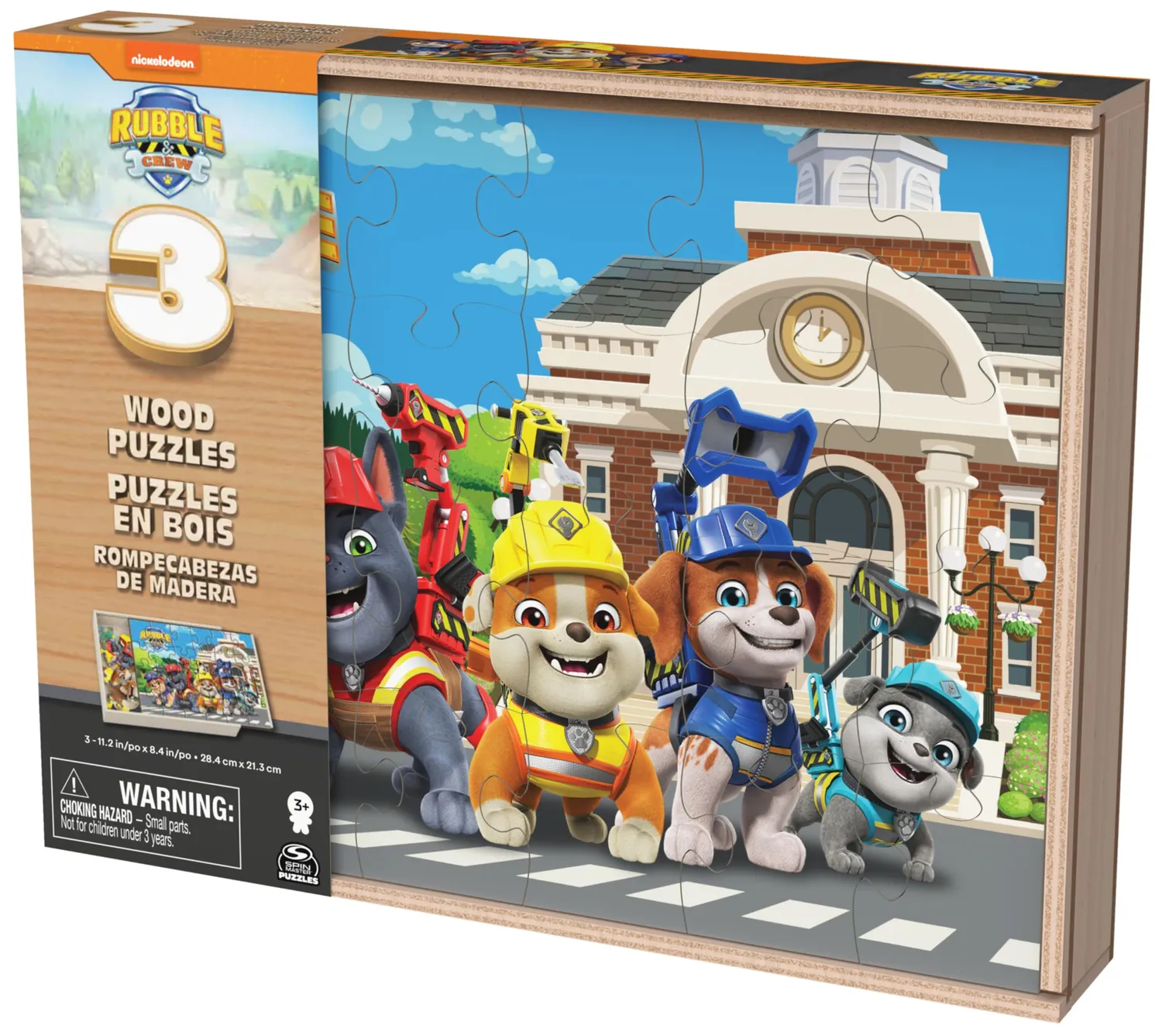 Spin Master Rubble & Crew Holzpuzzle 3er Set mit Holzbox