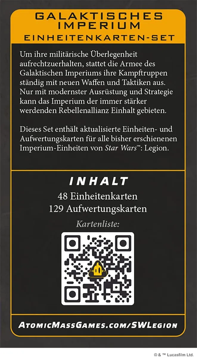 Star Wars Legion Imperium Einheitenkarten-Set 177 Karten