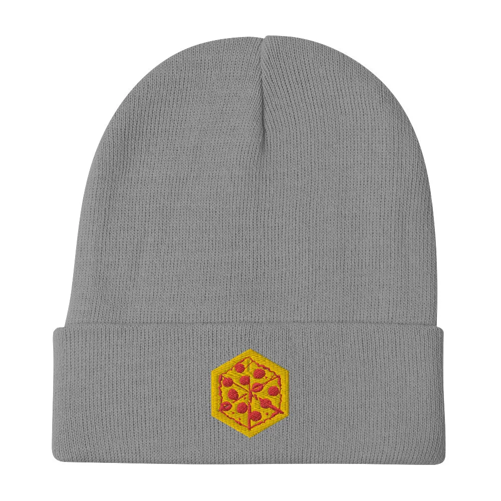 Leder Games Fort Pizza Beanie Mütze Schwarz Stick
