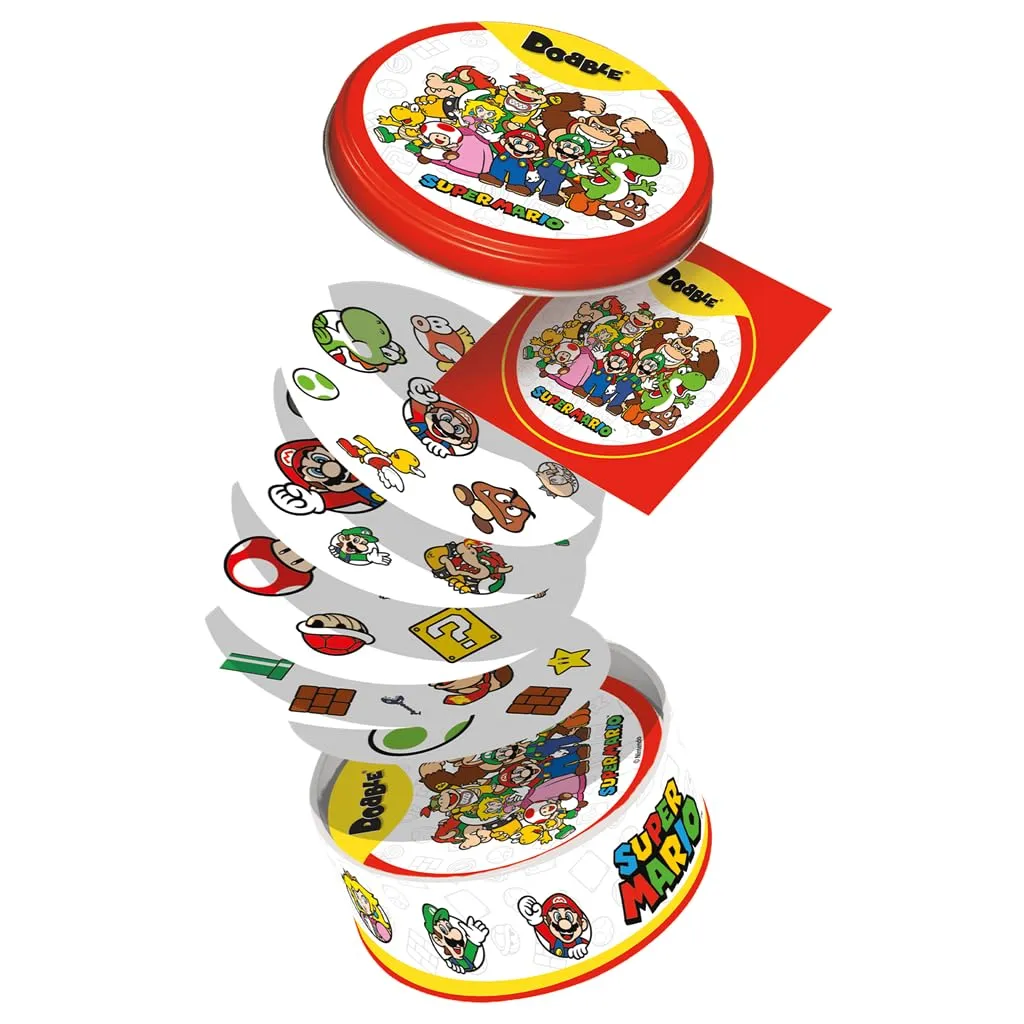 Asmodee Dobble Super Mario Kartenspiel Blechdose