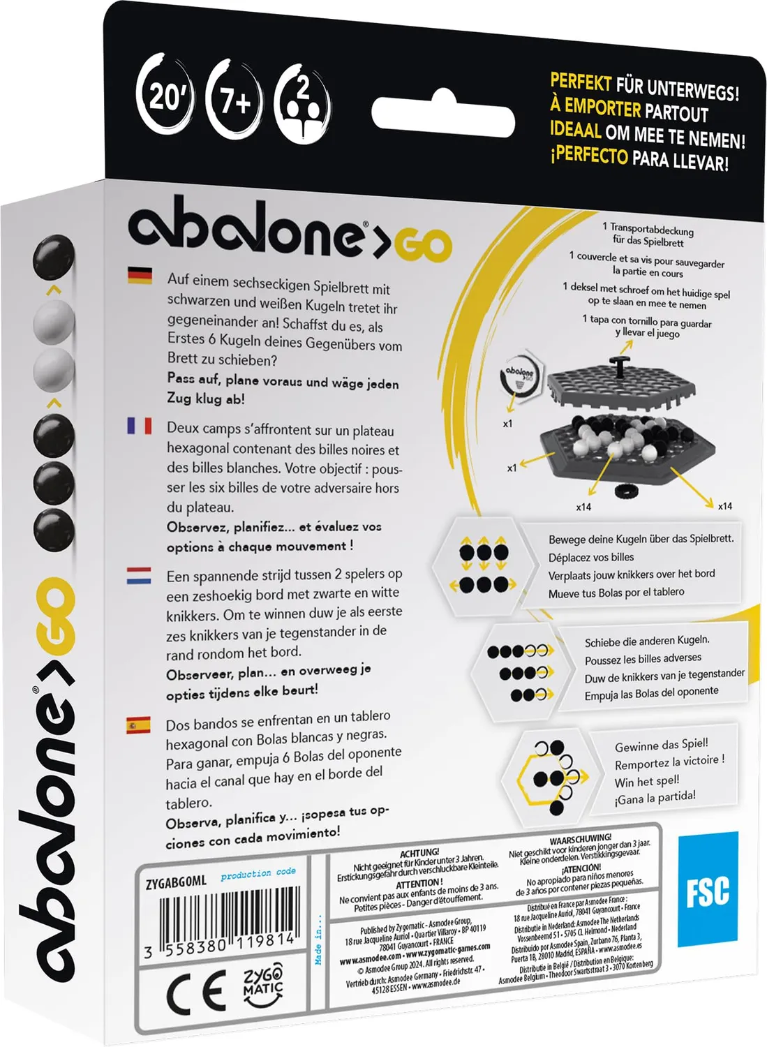 Abalone Go Strategiespiel Reisevariante 2 Spieler