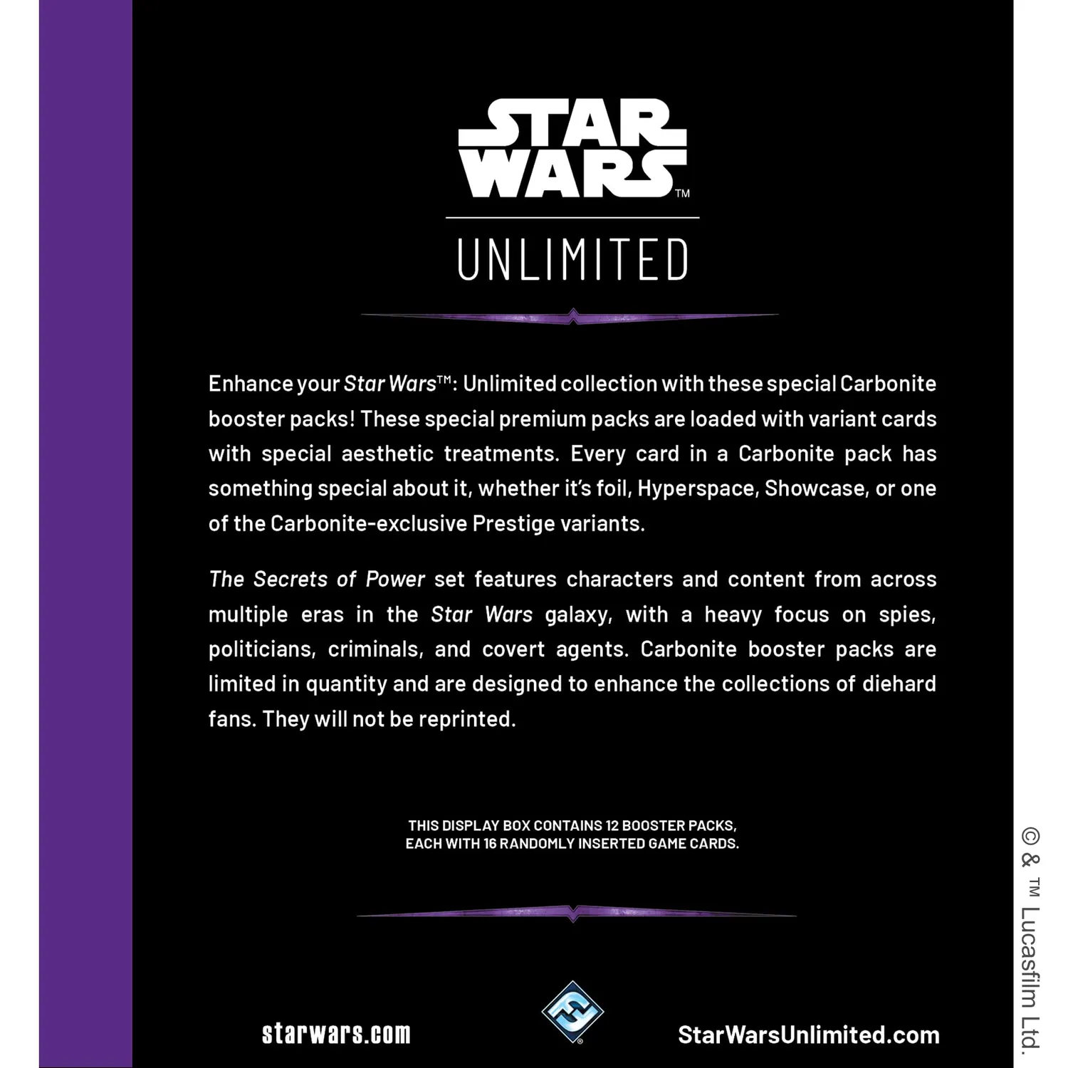 Asmodee Star Wars: Unlimited Secrets of Power Carbonite Display 12 Booster