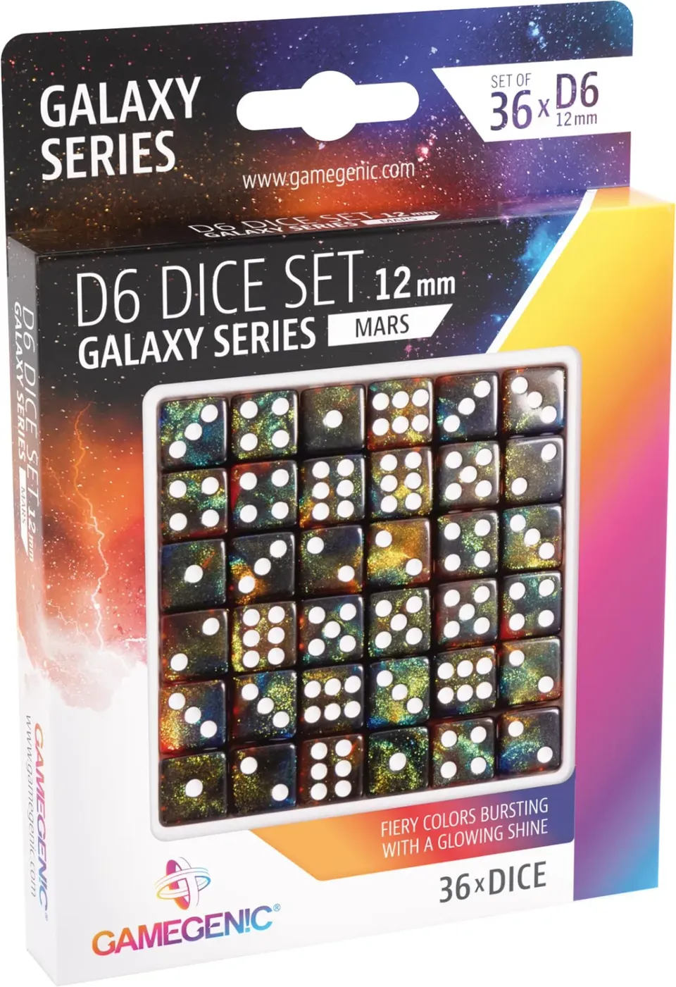 Gamegenic Galaxy Series Mars D6 Würfelset 12 mm 36 Acryl-Würfel