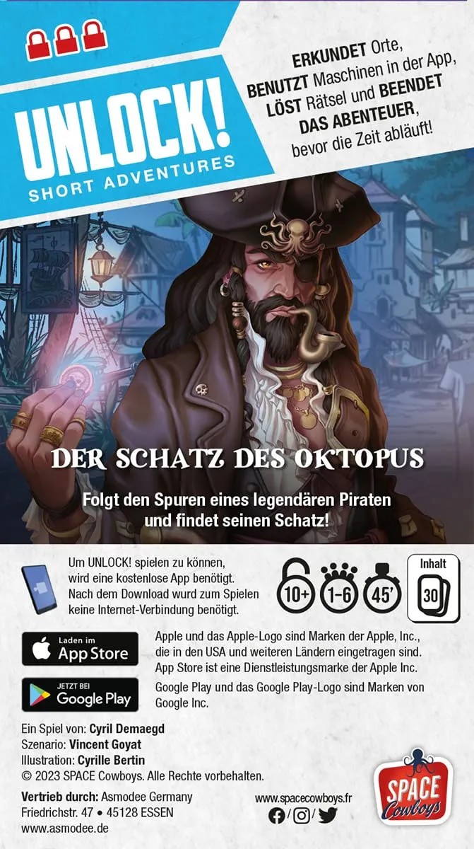 Asmodee Unlock! Short Adventures Der Schatz des Oktopus Familienspiel schwer
