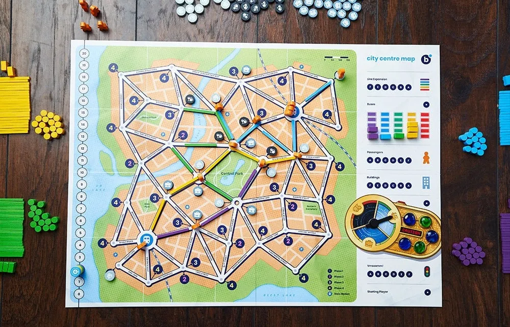 Capstone Games Bus Complete Edition Brettspiel Holz Holzbus