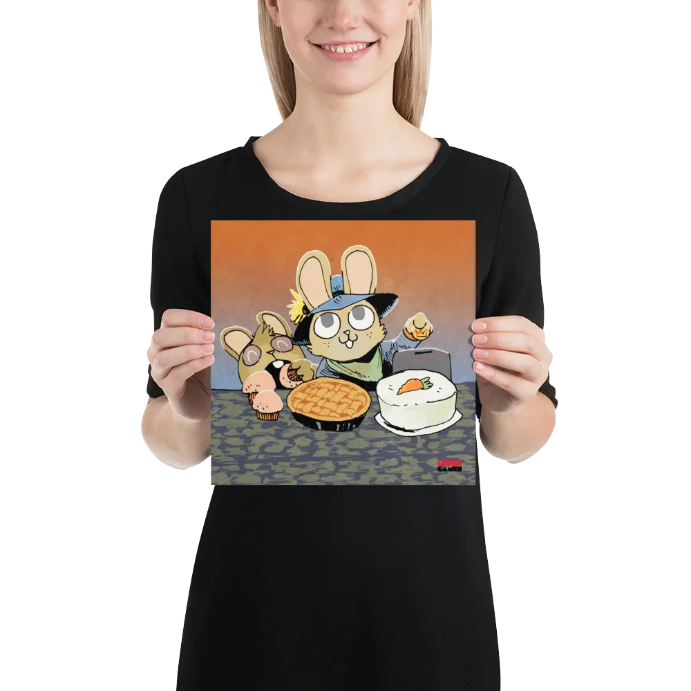 Leder Games Root Bake Sale Kunstdruck 12x12 Hasen