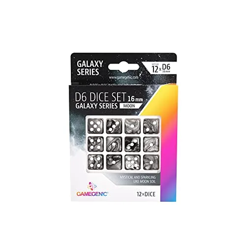 Gamegenic Galaxy Series Moon D6 Würfelset 16 mm 12 Würfel