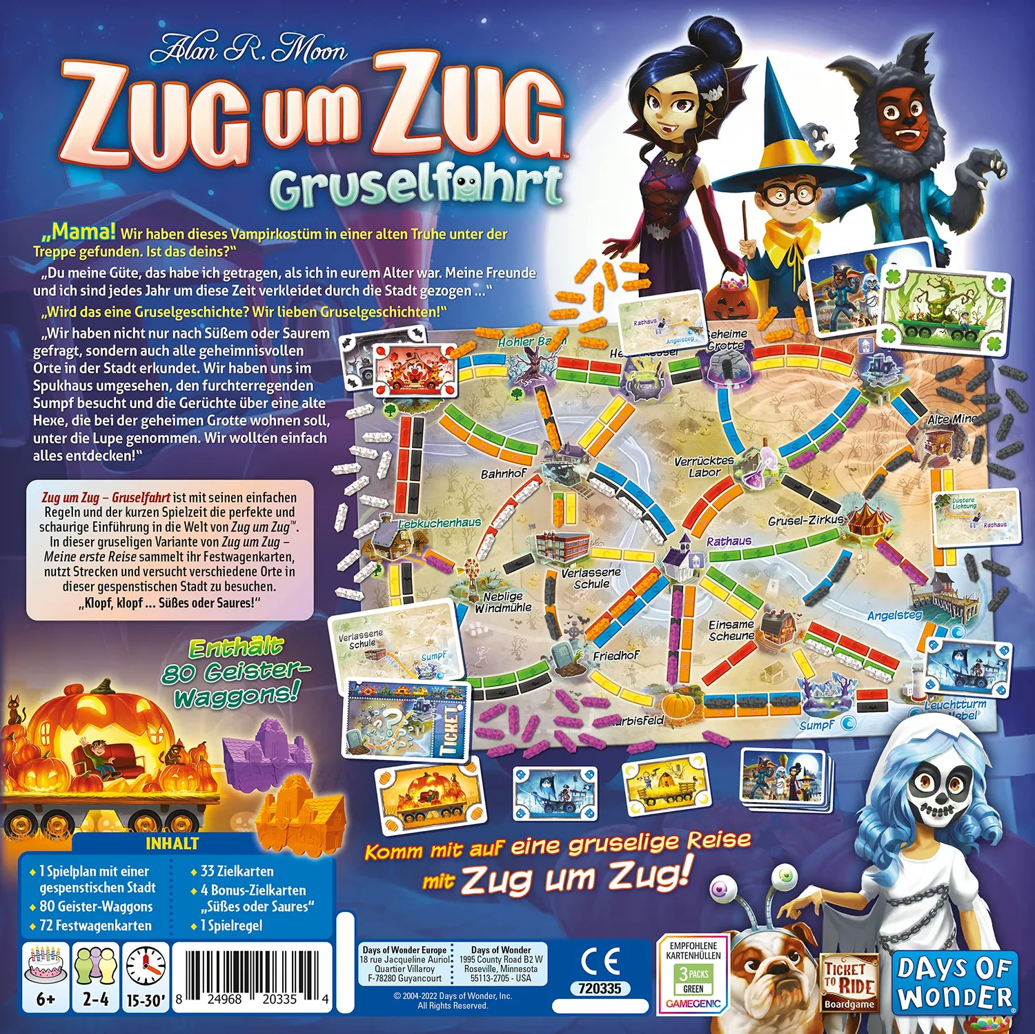 Zug um Zug Gruselfahrt Kinderspiel deutsch 2-4 Spieler Halloween