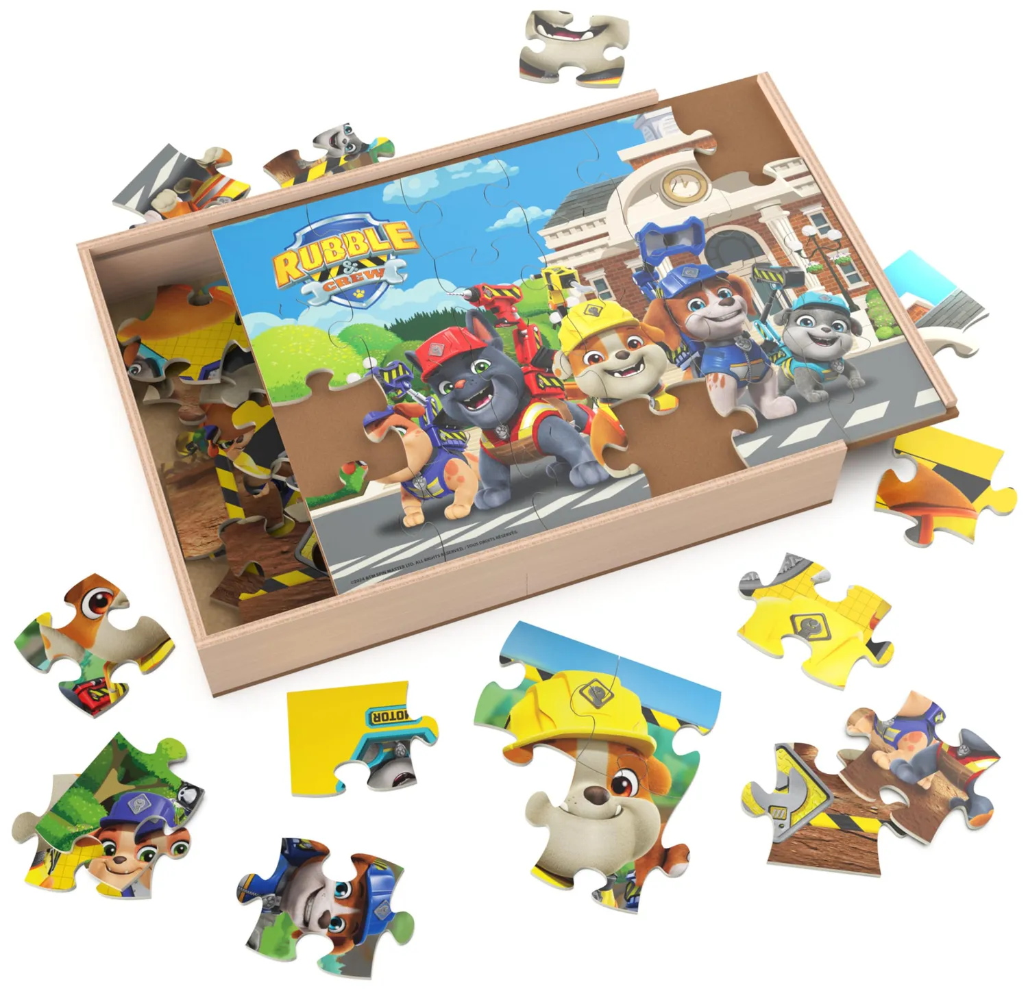 Spin Master Rubble & Crew Holzpuzzle 3er Set mit Holzbox