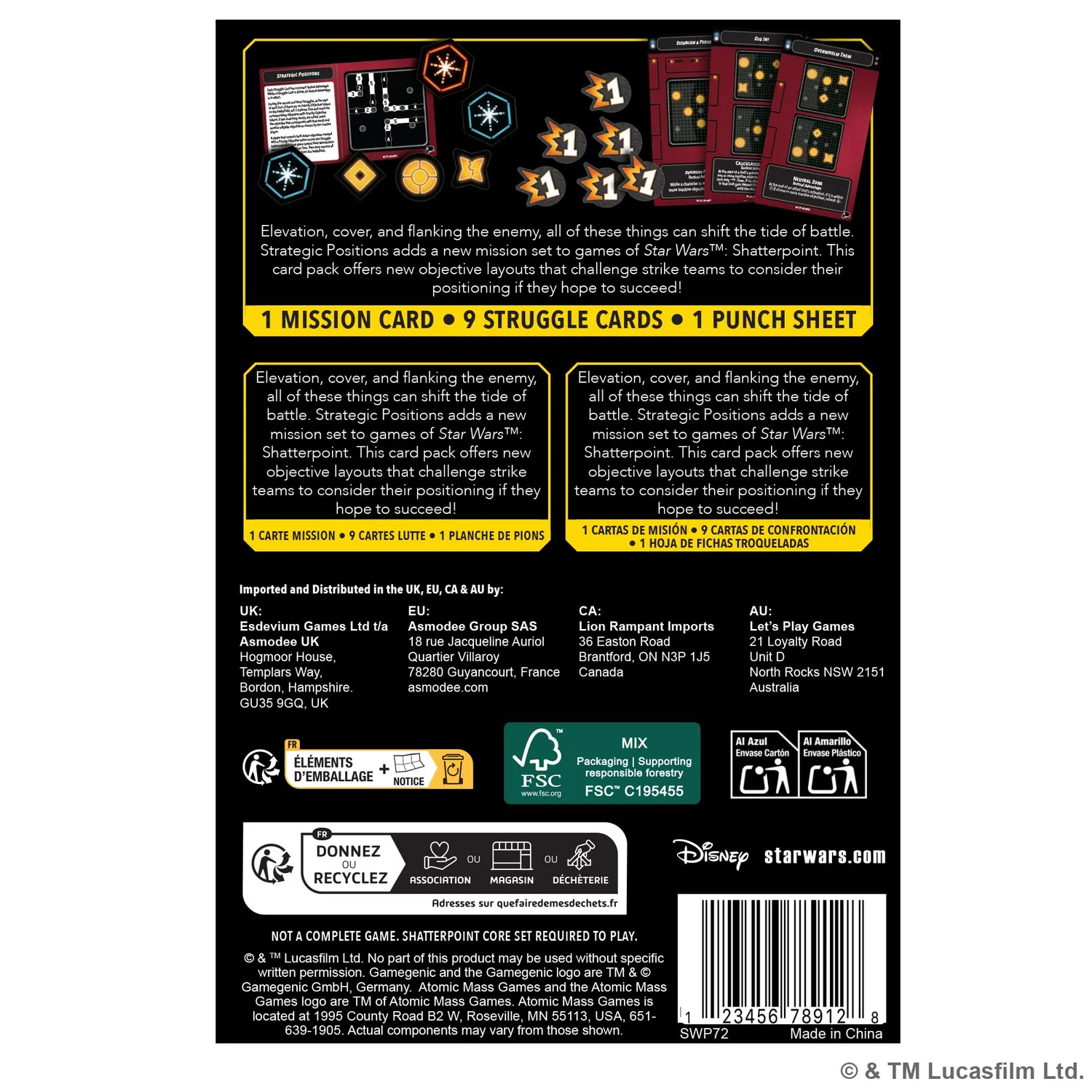 Atomic Mass Games Star Wars Shatterpoint Strategic Positions Missionspack