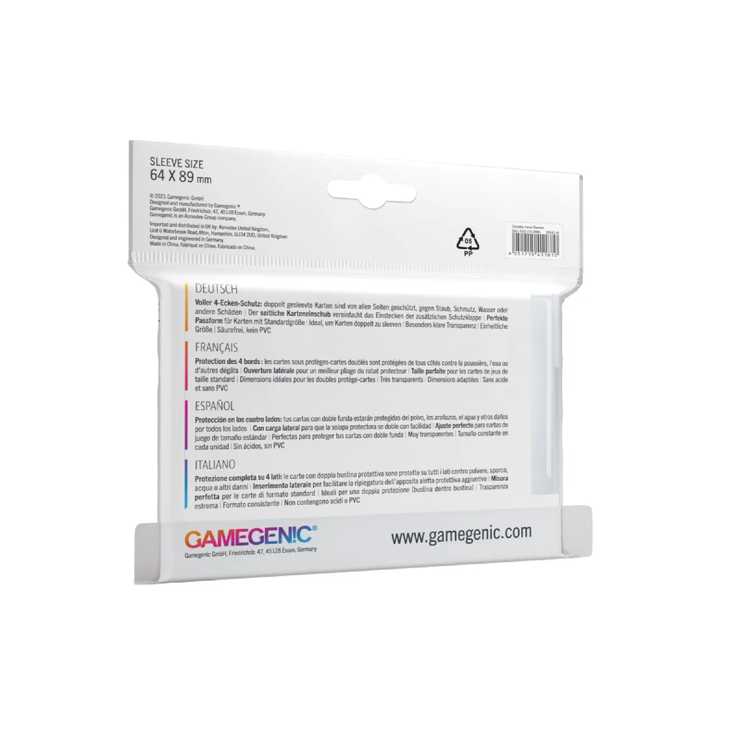 Gamegenic Closable Inner Sleeves Kartenhüllen 100 Stk transparent