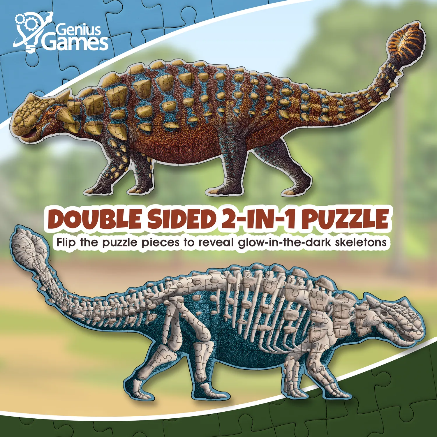Genius Games Ankylosaurus Bodenpuzzle 100 Teile Glow